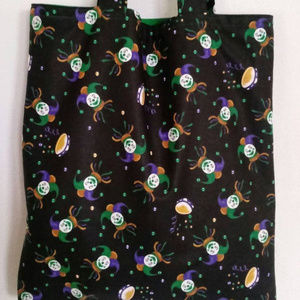 Jester On Black Mardi Gras Tote